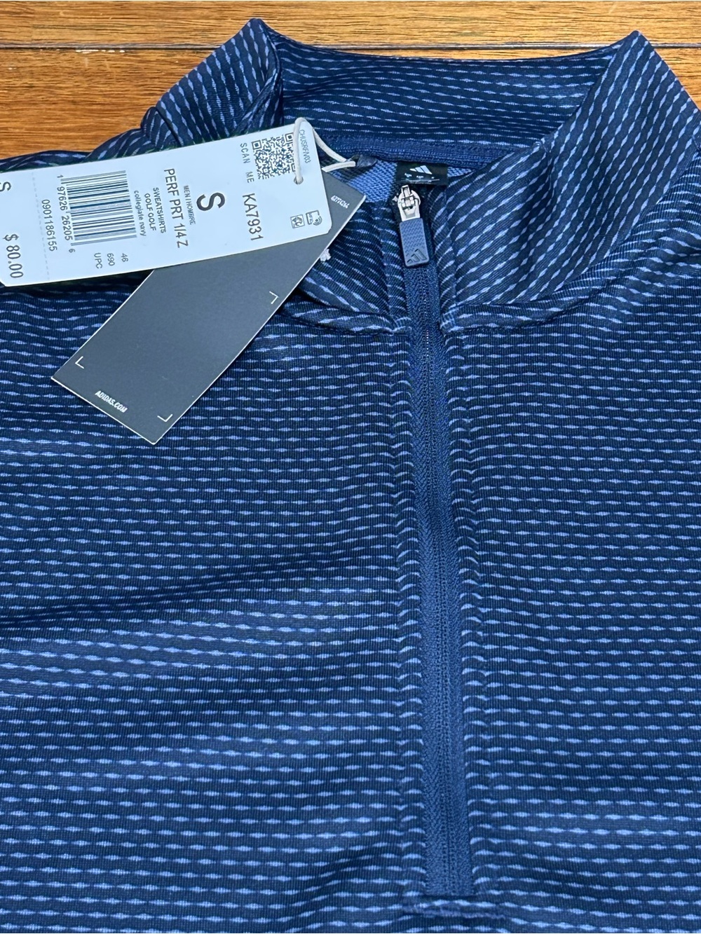 adidas Men’s Collegiate Navy Patterned Quarter-Zip Utility Jacket